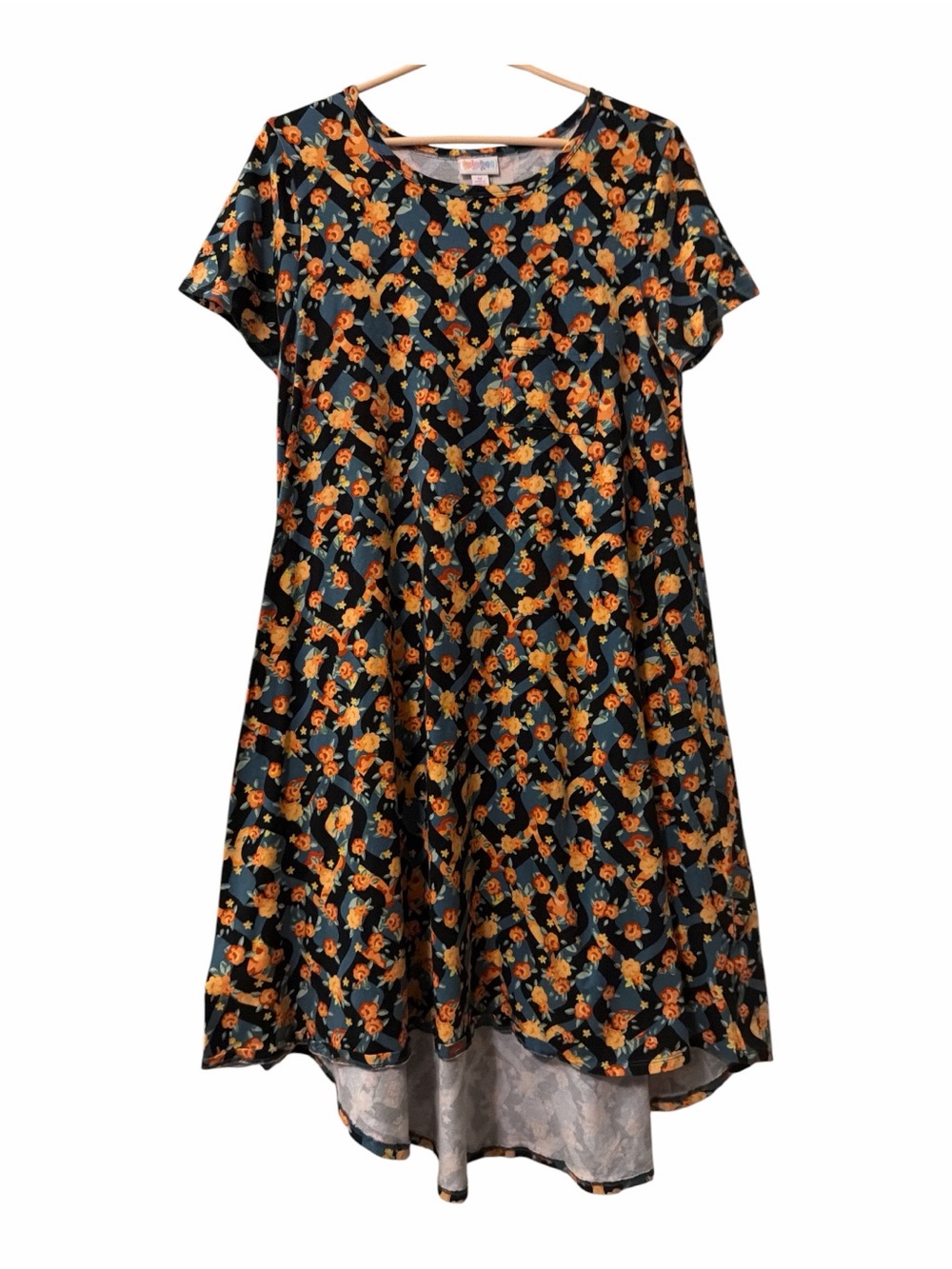 LuLaRoe Carly Floral Pocket Swing T-Shirt Dress M